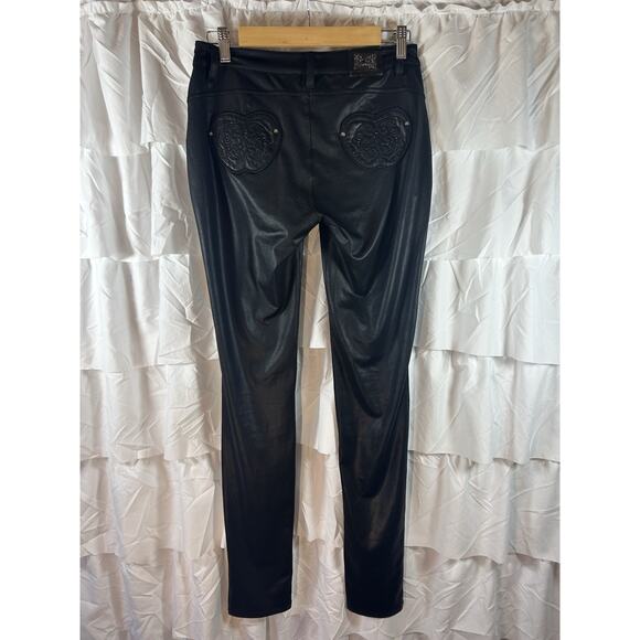 APPLE BOTTOM Pants Womens black Size 7/8 logo Stretch Polyester Spandex - Picture 6 of 10